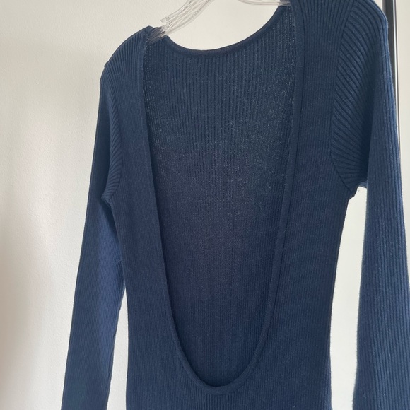 The Odderside navy blue knitted dress. Low back, long sleeve, size S - Picture 3 of 5